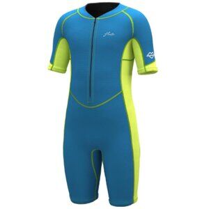 HEVTO Kids Wetsuit 8 SLIM Shorty Neoprene Nylon 2MM Blue Neon Green Guardian NWT